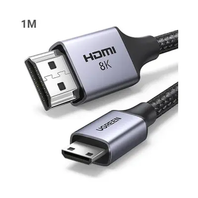15514-400x400-1.webp UGREEN HD163 (15514) Ultra High-Speed 8K Mini HDMI to HDMI Braided Cable (1m) - Black - Image 1