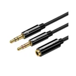 UGREEN 20899 3.5mm Female to 2 Male Audio Cable Aluminum Case (Black)