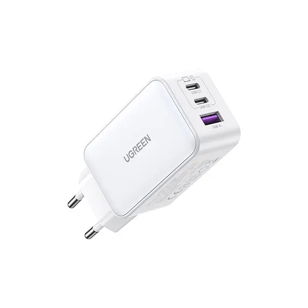 CD244-X-600x600-1.webp UGREEN Nexode 15334 65W 3-Port Type-C & USB-A GaN Fast Wall Charger EU Plug (White) - Image 1