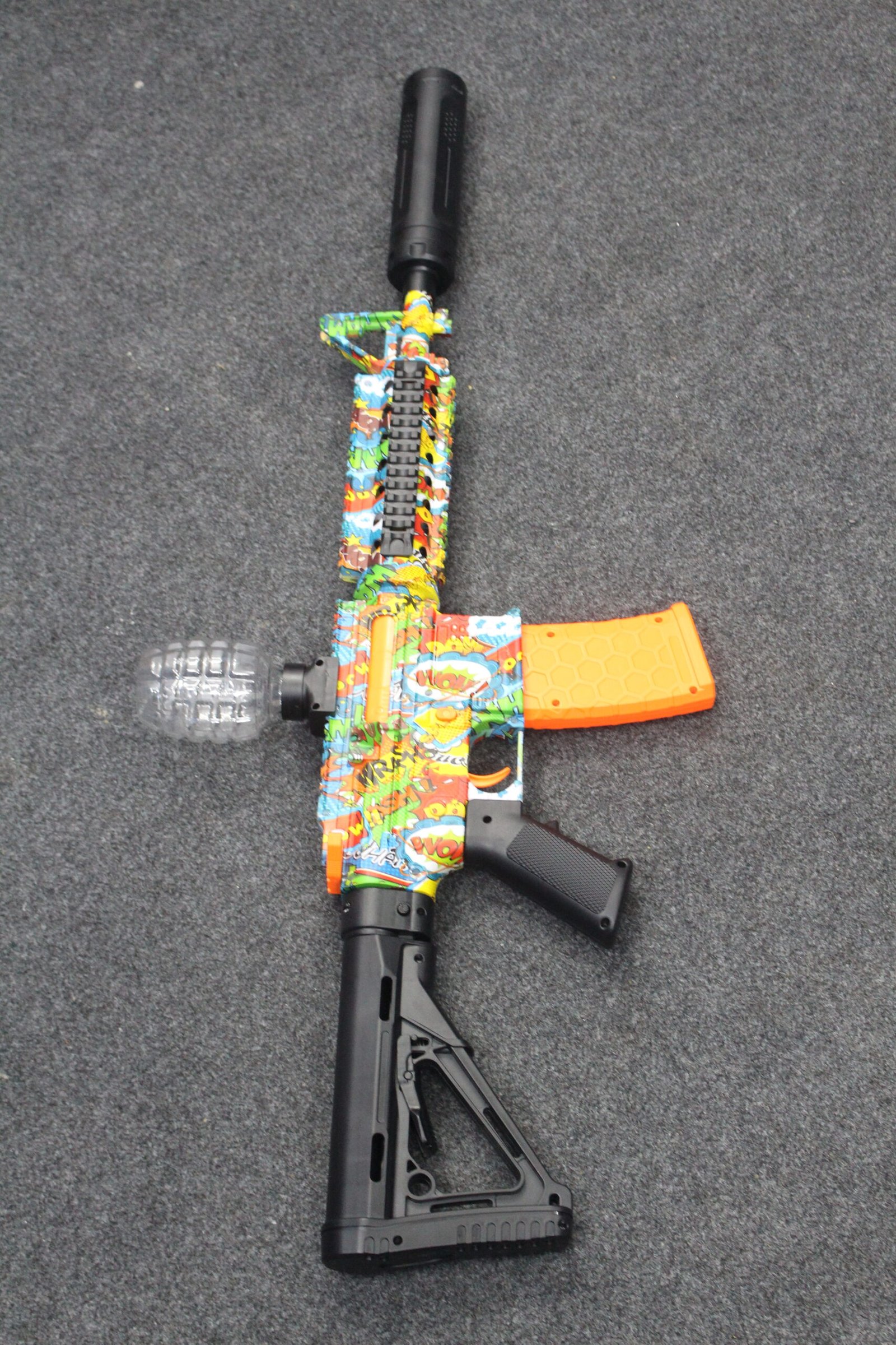 IMG_2097-scaled-1.jpg Comic Pop Art M4 Electric Gel Blaster Rifle with Grenade Hopper - Image 1