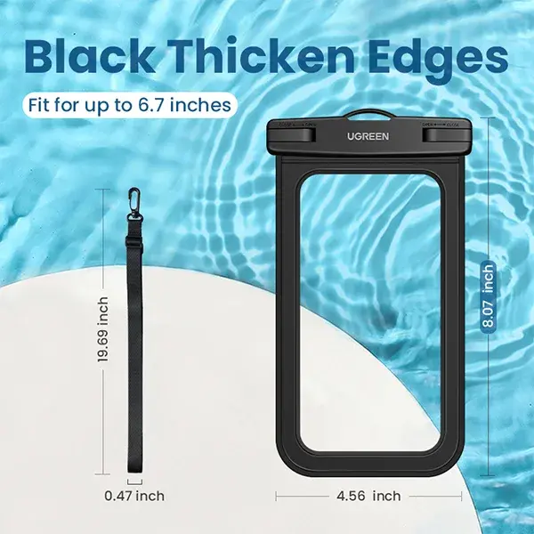 LP716-45181-600x600-1.webp UGREEN 45181 Waterproof Phone Pouch (Black) with Secure Double Lock Seal - Image 1