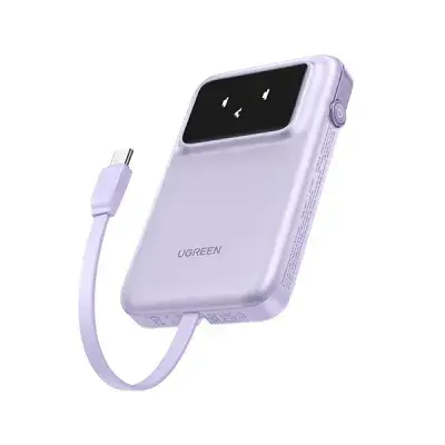 PB511-35604B-2-400x400-1.webp UGREEN 35604B PB511 Uno 10000mAh 30W Fast Charging Power Bank with Built-in Cable - Purple - Image 1
