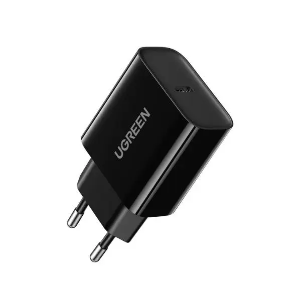 UGREEN-CD137-10191-Fast-Charger-EU-Black-600x600-1.webp UGREEN 10191 Dual Port Fast Wall Charger EU Plug (Black) - Image 1