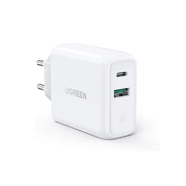 UGREEN-CD170-60468-36W-USB-C-Wall-Charger-EU-White-600x600-1.webp UGREEN CD170 (60468) 38W Dual Port USB-C & USB-A Fast Wall Charger EU Plug (White) - Image 1