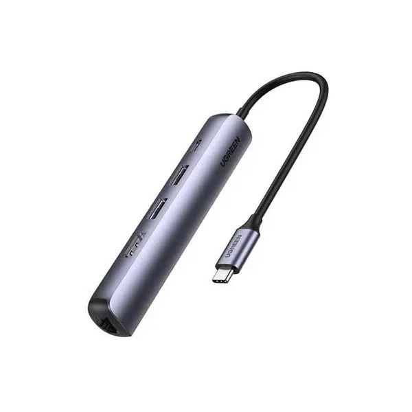 UGREEN-CM418-10919-Ultra-Slim-5-in-1-USB-C-Hub-600x600-1.webp UGREEN CM418 (10919) USB-C to 2*USB 3.0+HDMI+RJ45 Ethernet Adapter+PD (Space Gray) - Image 1