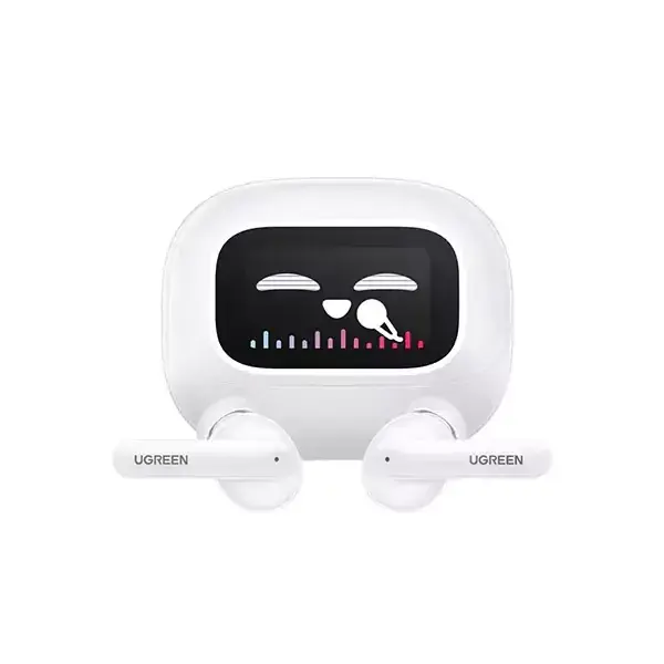 WS211-55137-600x600-1.webp UGREEN 55137 HiTune T6 Magic True Wireless Earbuds with Smart Touch Screen Case (White) - Image 1