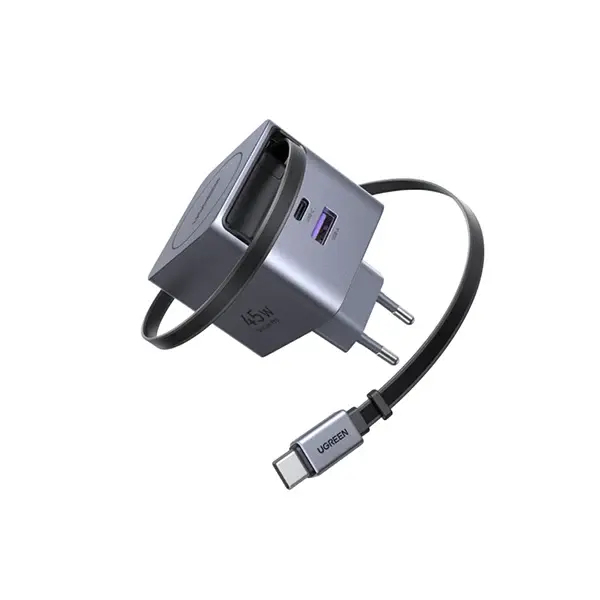X614-65822-600x600-1.webp UGREEN X371 (65822) 45W GaN Fast Charger with Retractable Cable Purple - Image 1