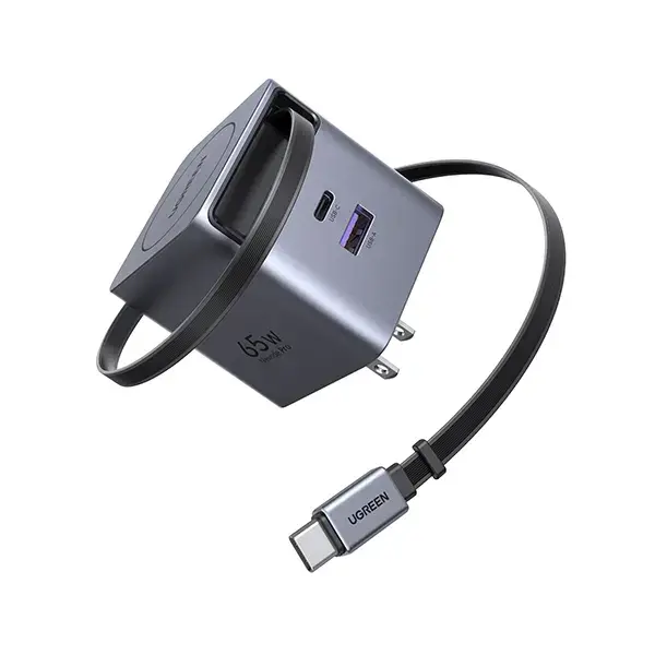 X615-65824-0-600x600-1.webp UGREEN 65824 65W GaN Fast Charger with Retractable Cable - Image 1
