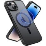 UGREEN 25401 Black Frame Frosted Back Plate Magnetic Protective Case f for iPhone15 Plus 6.7-inch (Clear)#LP749