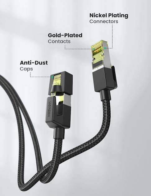 images-15.jpg UGREEN 80421 Cat 7 Shielded Round Ethernet Cable with Braided Mesh 1m #NW150 - Image 1