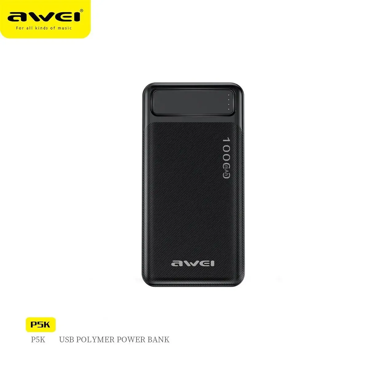 product_10637_main.webp Awei P5K 10000mAh Dual USB Port Fast Charging Power Bank - Image 1