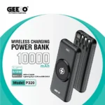 Geeoo P320 10000mAh Wireless Power Bank with Attached Cables & Smart Display