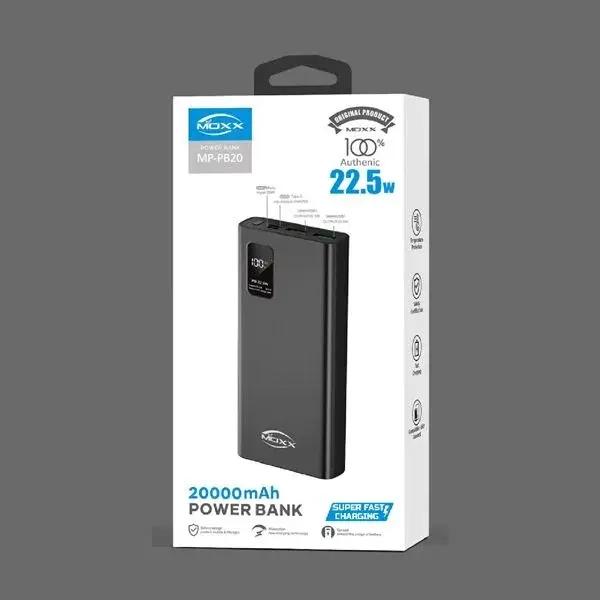 product_11851_main.webp MOXX MP-PB20 22.5W Super Fast Charging 20000mAh Power Bank with Digital Display - Image 1