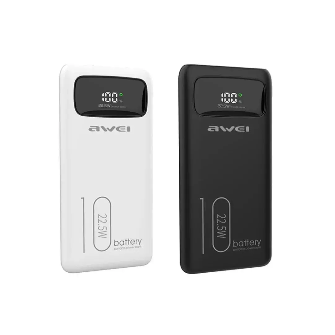 product_13737_main.webp Awei P168K 10000mAh 22.5W Fast Charging Power Bank with Built-in Type-C & Lightning Cables - Image 1
