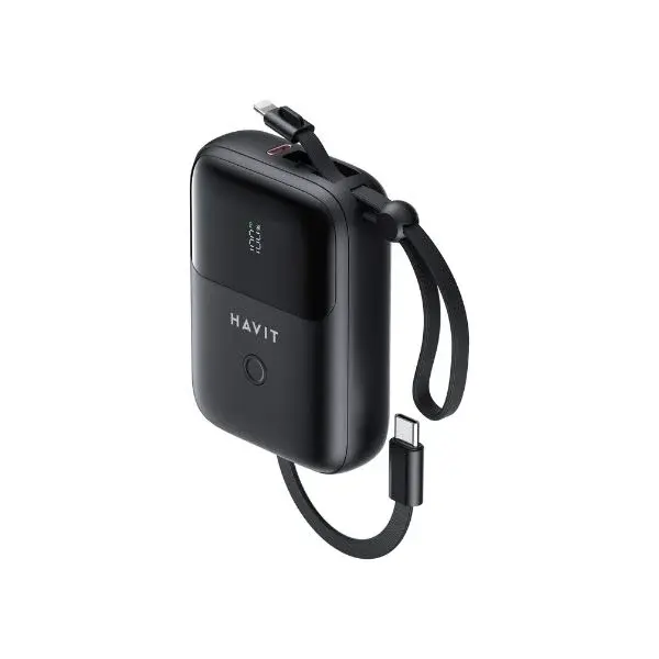 product_14911_main.webp Havit PB5215 10000mAh Display Power Bank with Built-in USB-C & Lightning Cables - Image 1