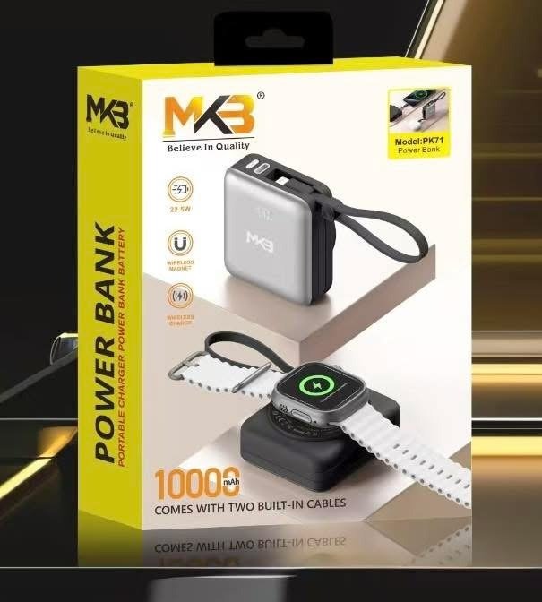 product_1770012877_698040cda0489.jpeg MKB PK71 10000mAh 22.5W Fast Charging Power Bank with Magnetic Wireless & Built-in Cables - Image 1