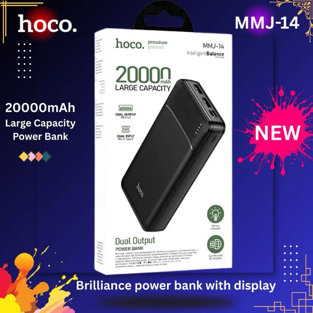 product_1770836854_698cd376a79a3.webp Hoco MMJ-14 20000mAh Dual Output Portable Power Bank - Image 1