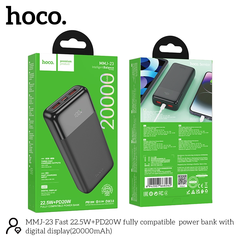 product_1771791440_699b6450a6ef7.webp Hoco MMJ23 Resolute 22.5W Fast Charging Power Bank – 20000mAh - Image 1