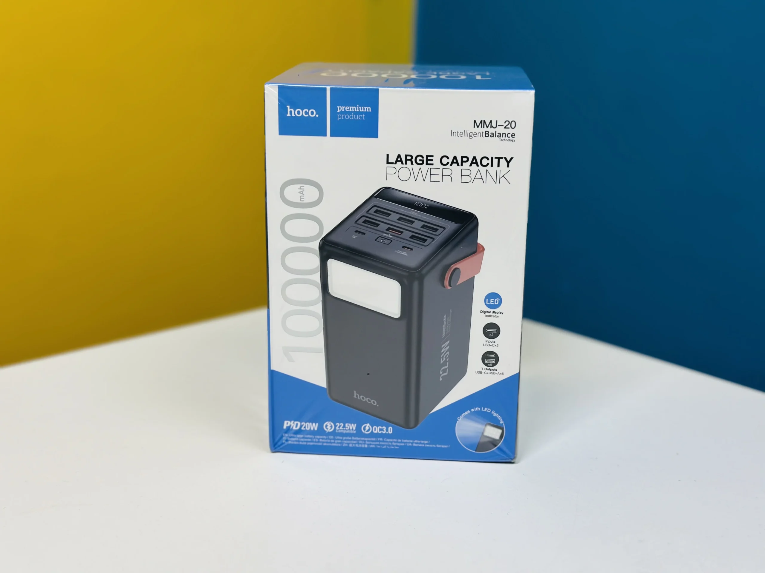 product_1773432964_69b470848c136-scaled-1.webp Hoco MMJ-20 Large Capacity Power Bank 100000mAh 22.5W Fast Charging with LED Light - Image 1