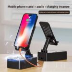Foldable Mobile Holder & Built-in Power Bank – Multi-Functional Desktop Phone Stand