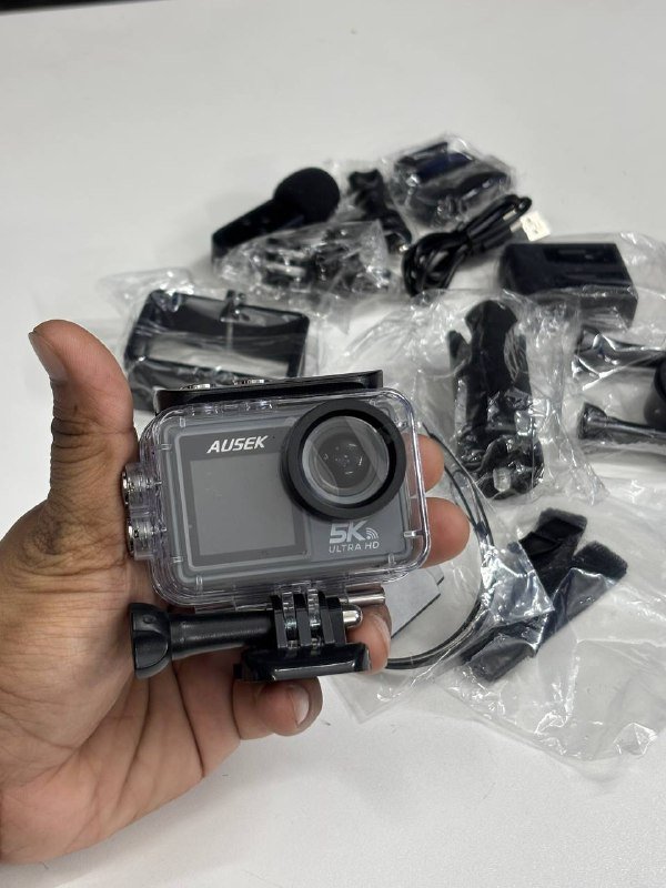 7e9a2ed0-9a9c-4a38-864c-5652116b8b9c.jpg Ausek AT-M40R 5K Ultra HD Dual Screen Action Camera (Double Battery & Mic) - Image 1