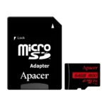 Apacer R100 MicroSDXC UHS-I U1 V10 A1 64GB Class-10 Memory Card with Adapter (AP64GMCSH10U6-R)
